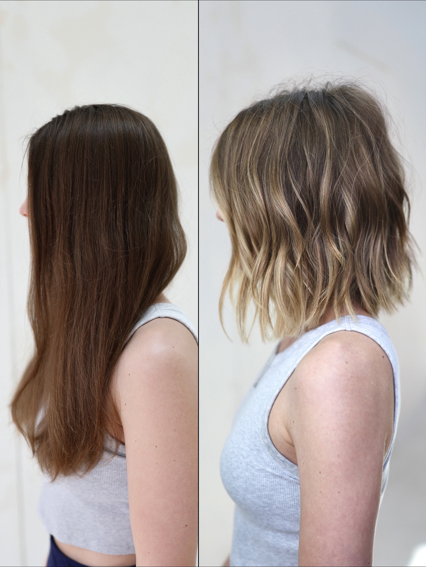 Braun-zu-Blonde gewellter, texturierter Lob