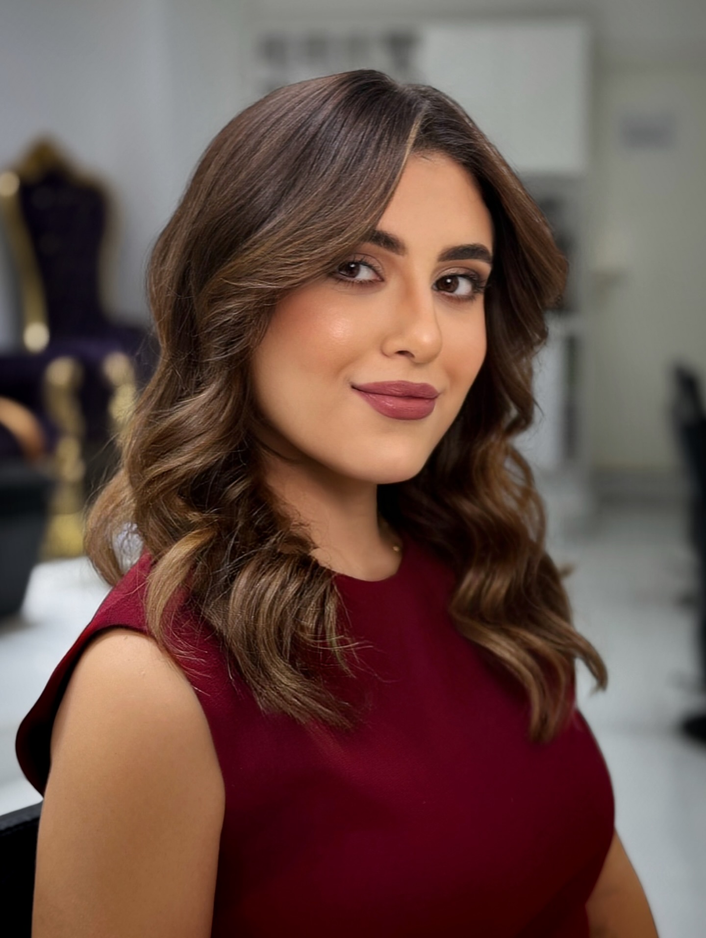 Brunette Waves with Carmelized Highlights