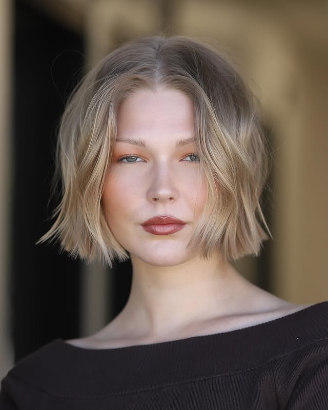 Chic Ash Blonde Bob with Soft Graduated Layers