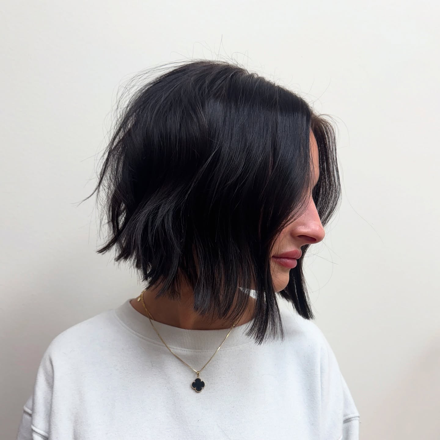 Chic Jagged Edged Bob with Side Sweep