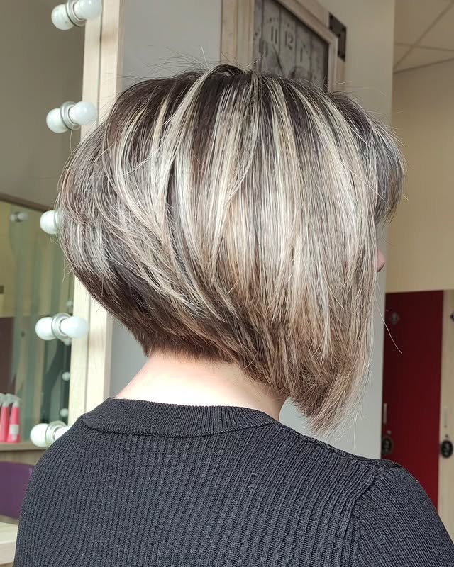 Elegant Two-Tone Stacked Bob with Natural Flow