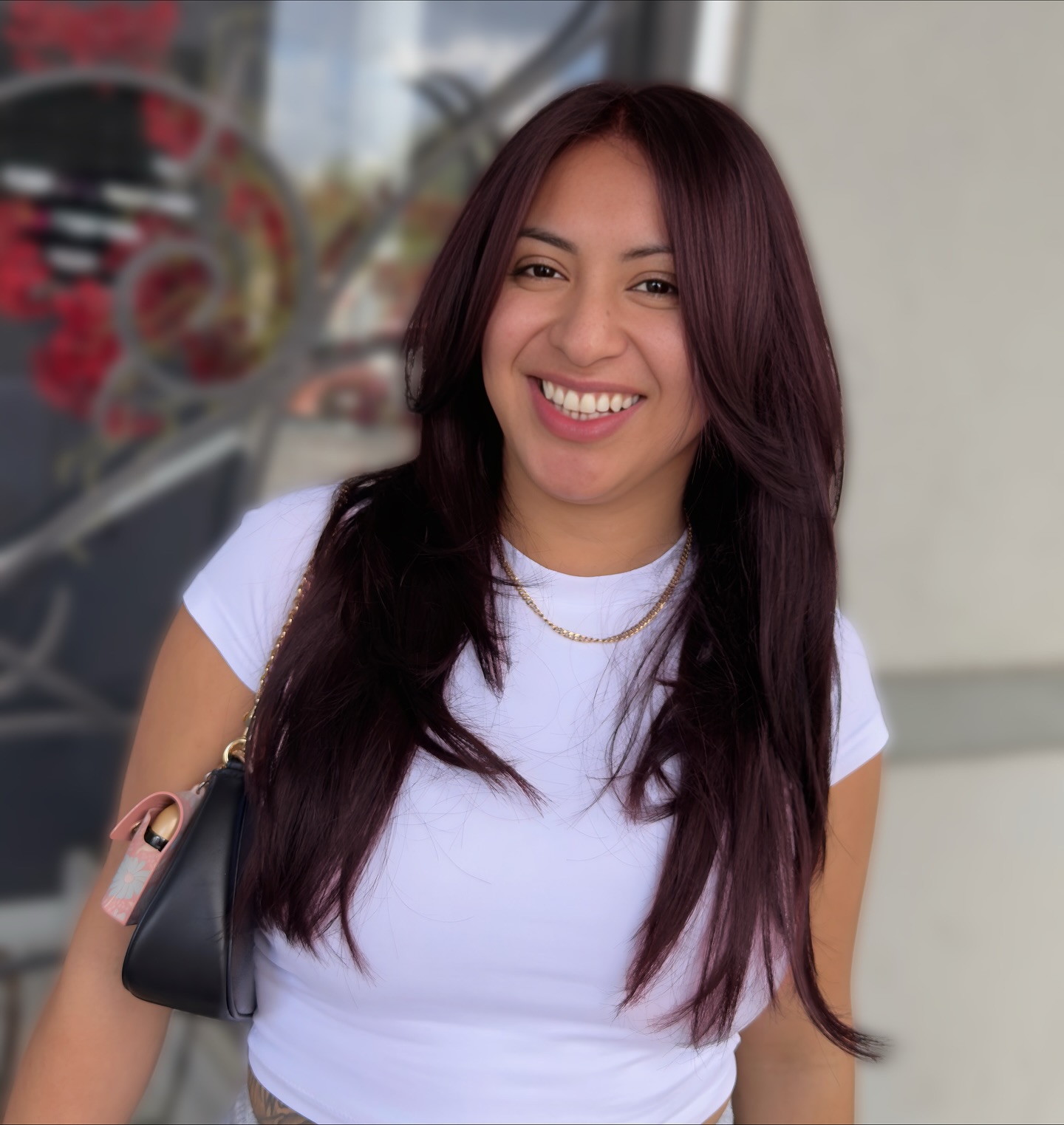 Elegant Wine Red Tresses with Gentle Flow