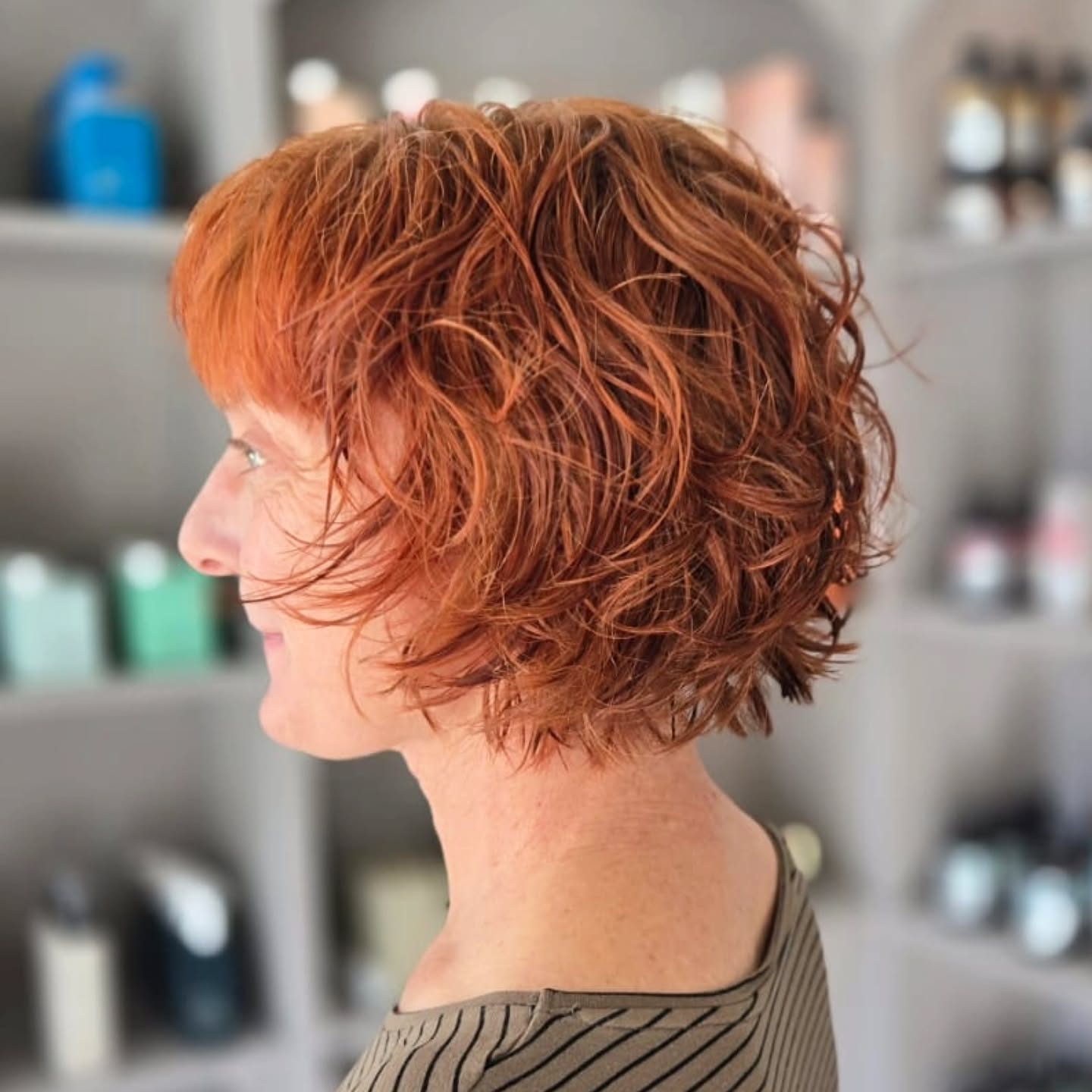 Fiery Copper Bob with Textured Waves