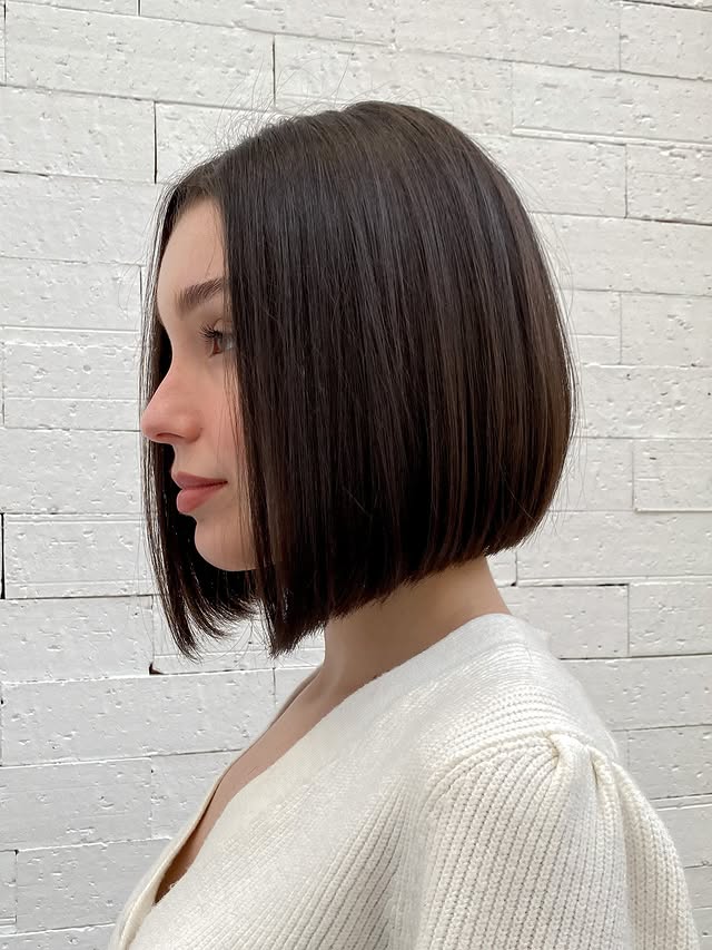 Sleek Espresso Layered Bob with Glossy Finish
