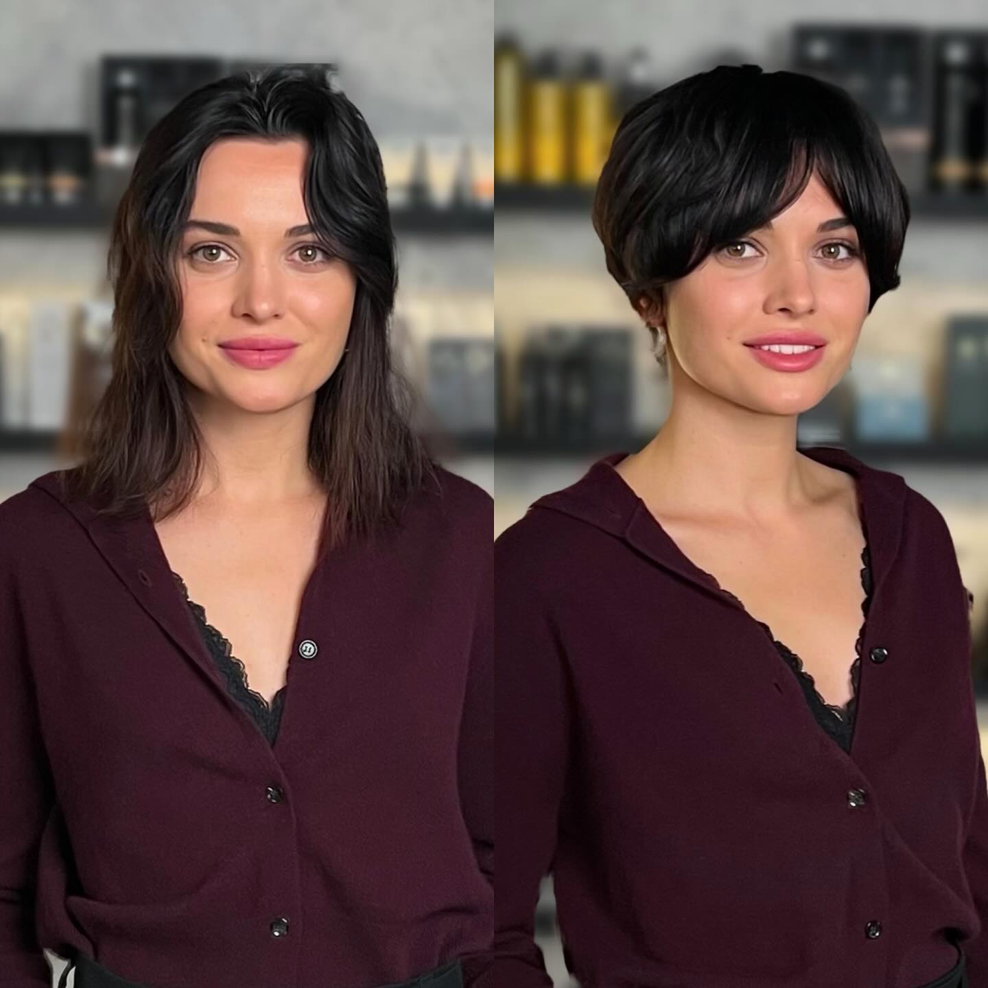 Sleek Midnight Bob with Razor-Cut Bangs