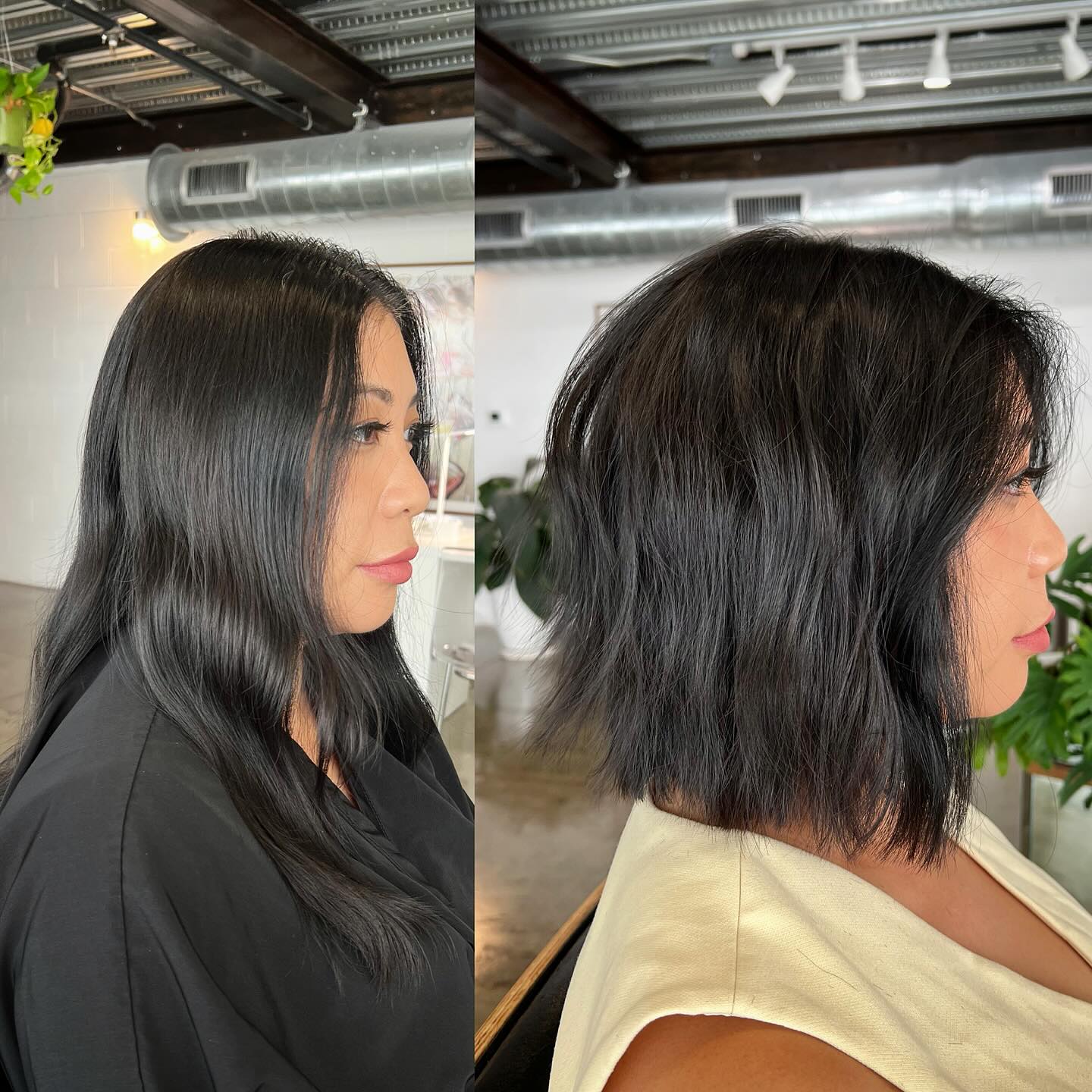 Textured Midnight Black Bob with Dimensional Layers