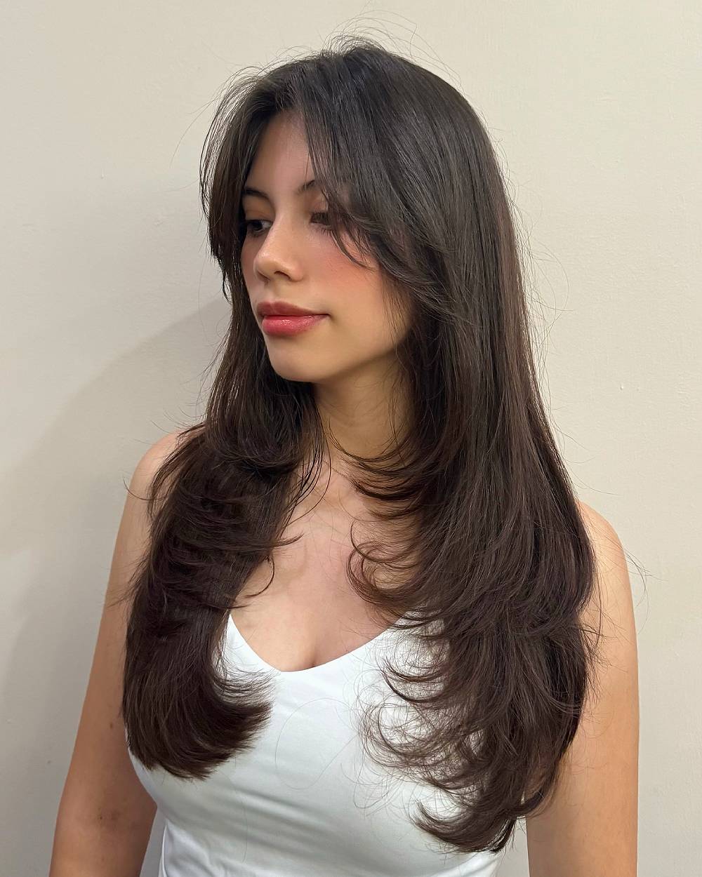 Beautiful Long Layers with Soft Face-Framing Strands