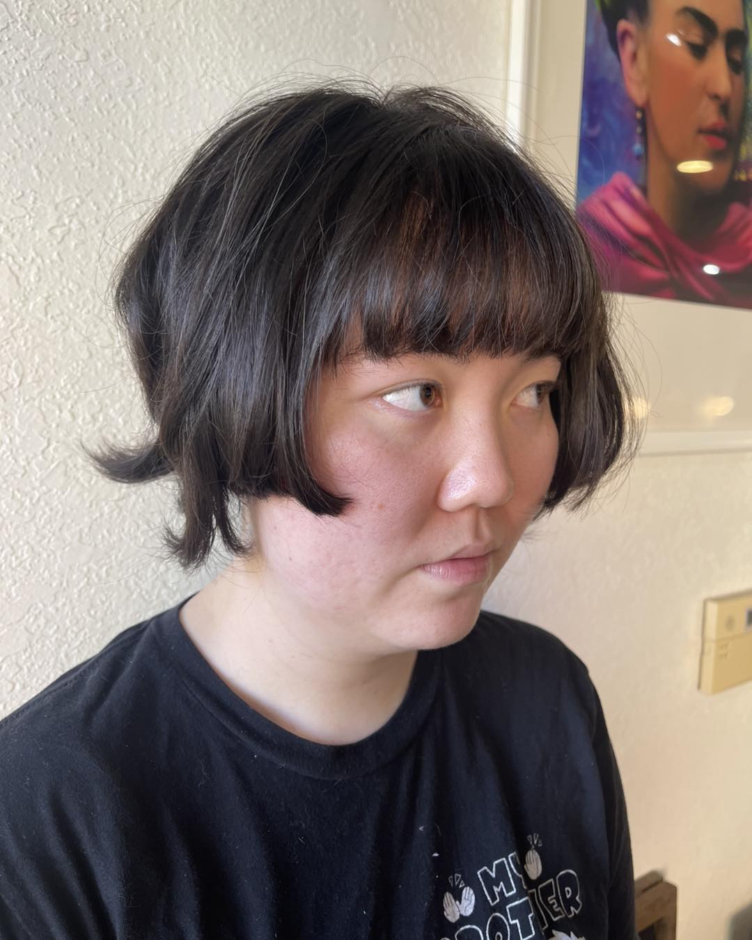 Charmoso corte curto Hime com franja suave