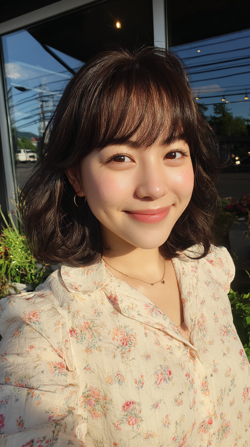 Charming Soft Curled Layers with Delicate Bangs