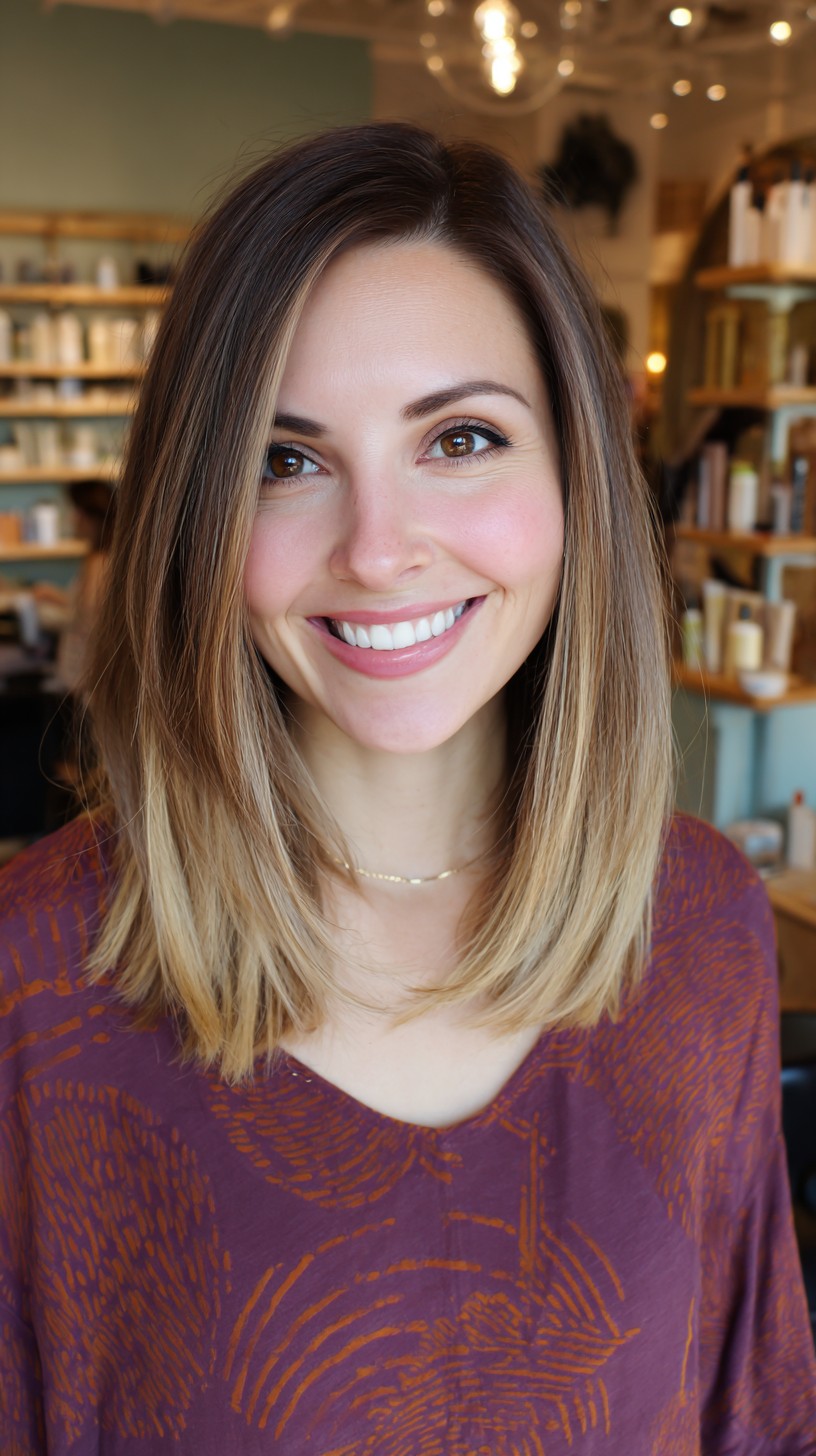 Chic Soft-Blend Midlength Cut with Subtle Highlights
