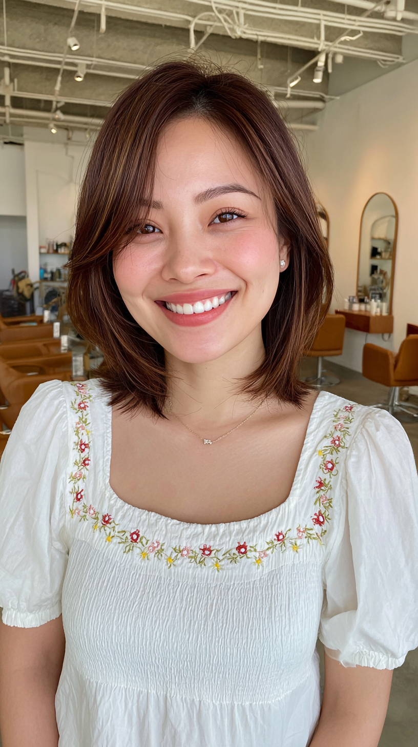 Chic Textured Lob with Soft Face-Framing Layers