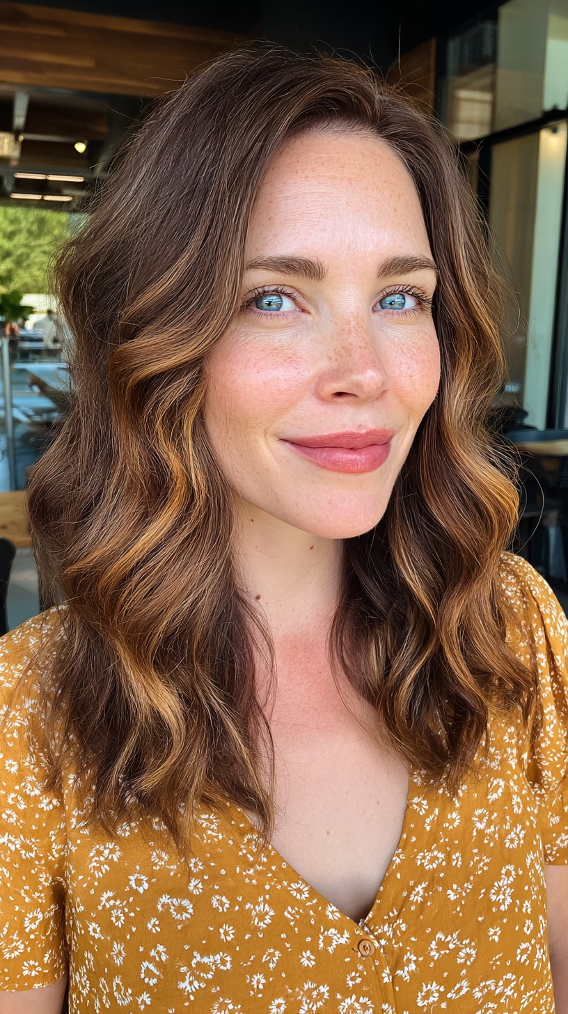 Effortless Tawny Waves for Medium Length Hair