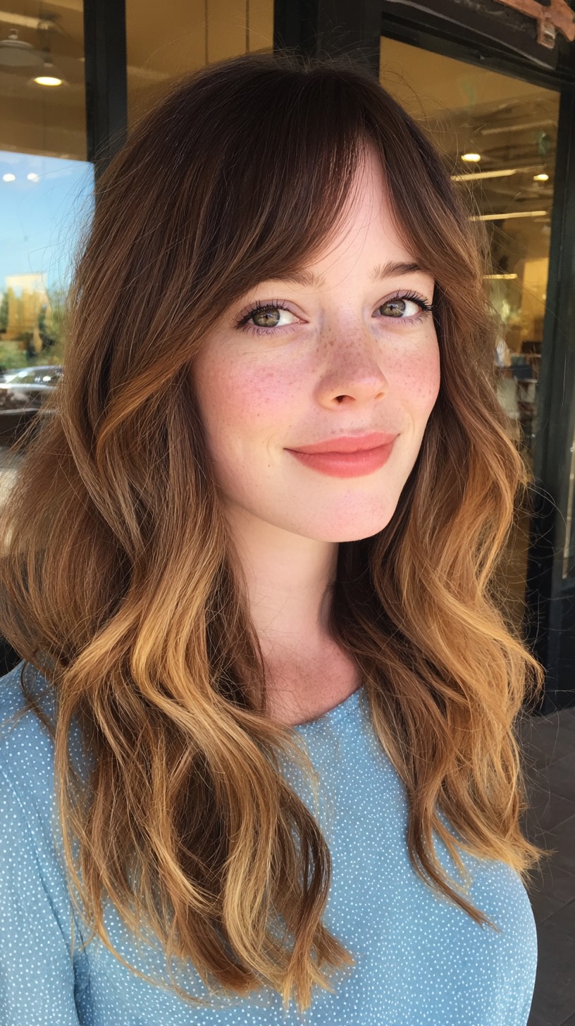 Luxurious Cinnamon Waves with Soft Fringe