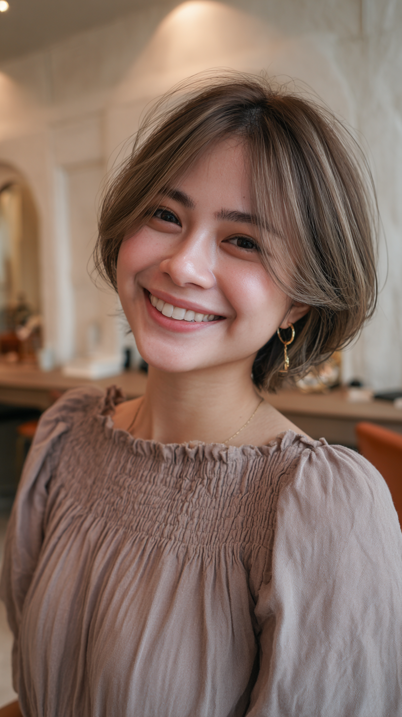 Modern Textured Bob with Subtle Highlights
