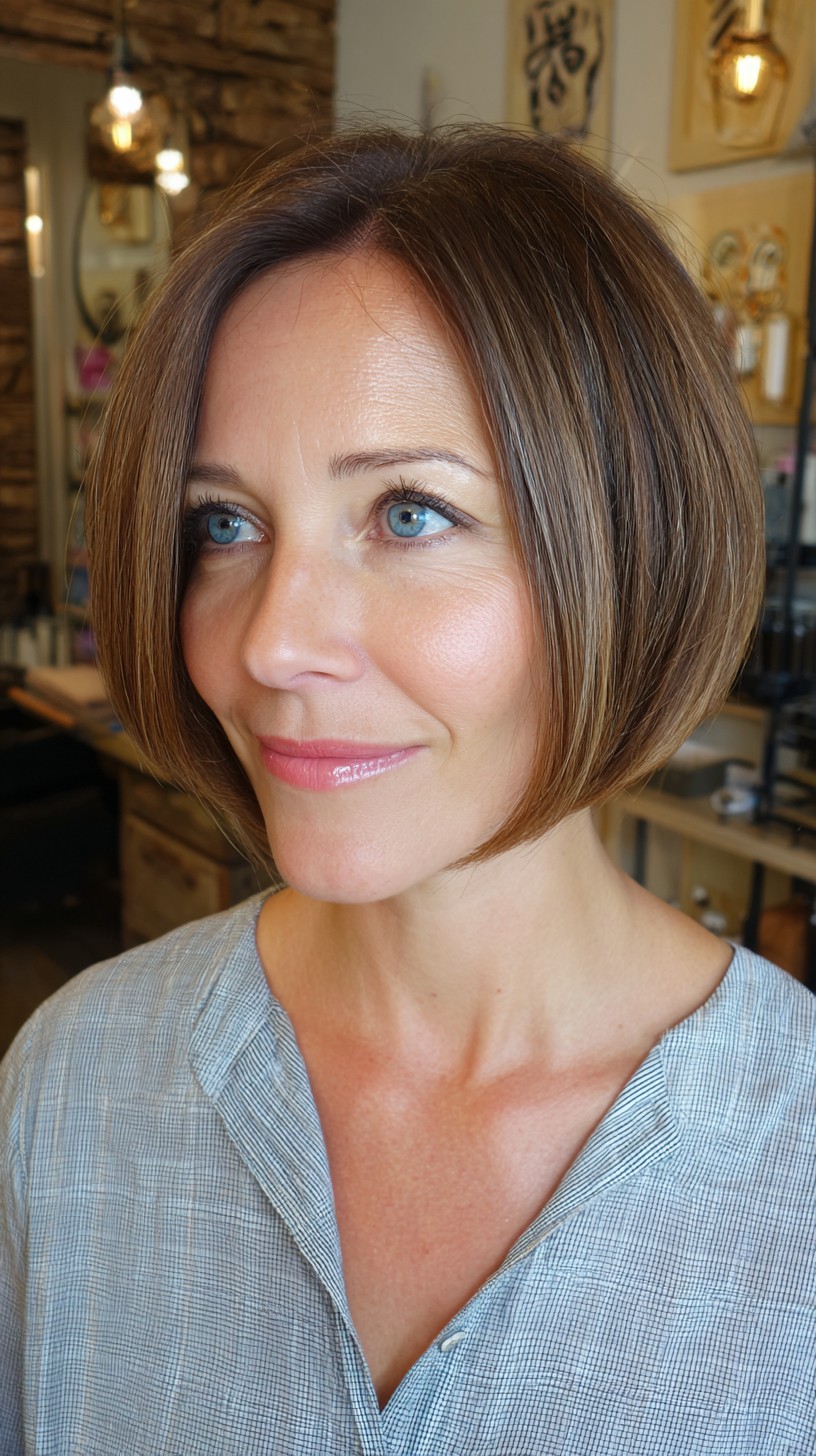 Polished Brunette Bob with Subtle Highlights