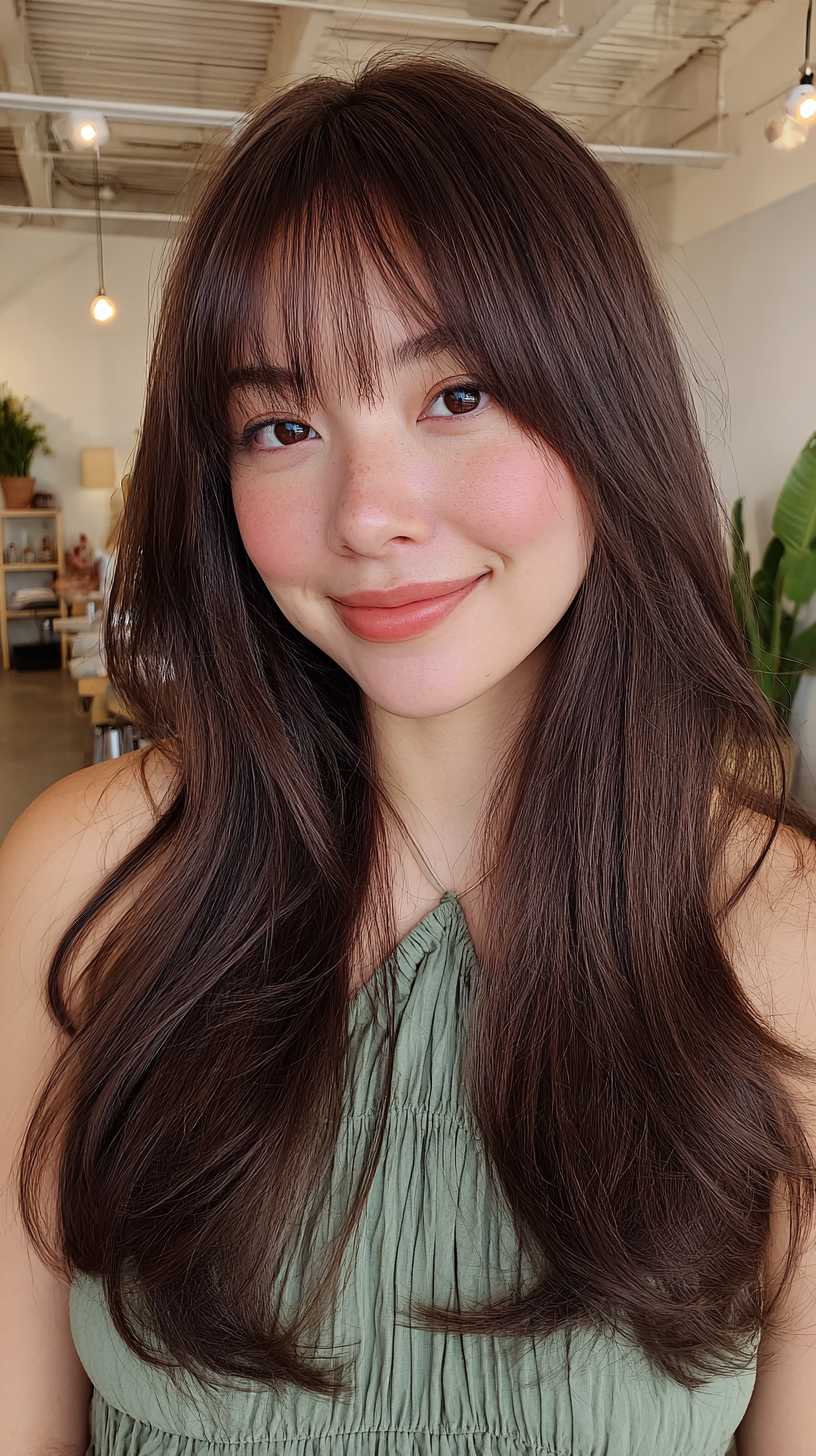 Radiant Face-Framing Layers with Soft Bangs