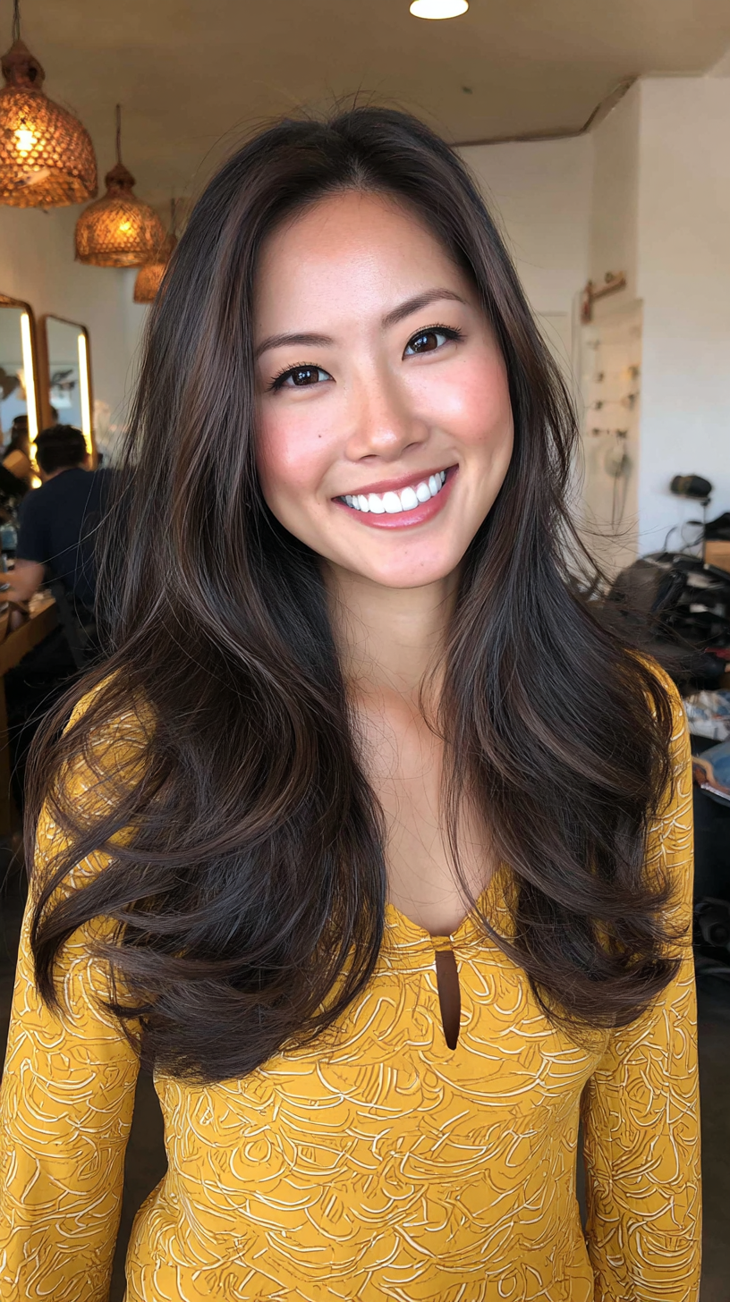 Radiant Long Layered Cut with Face-Framing Highlights