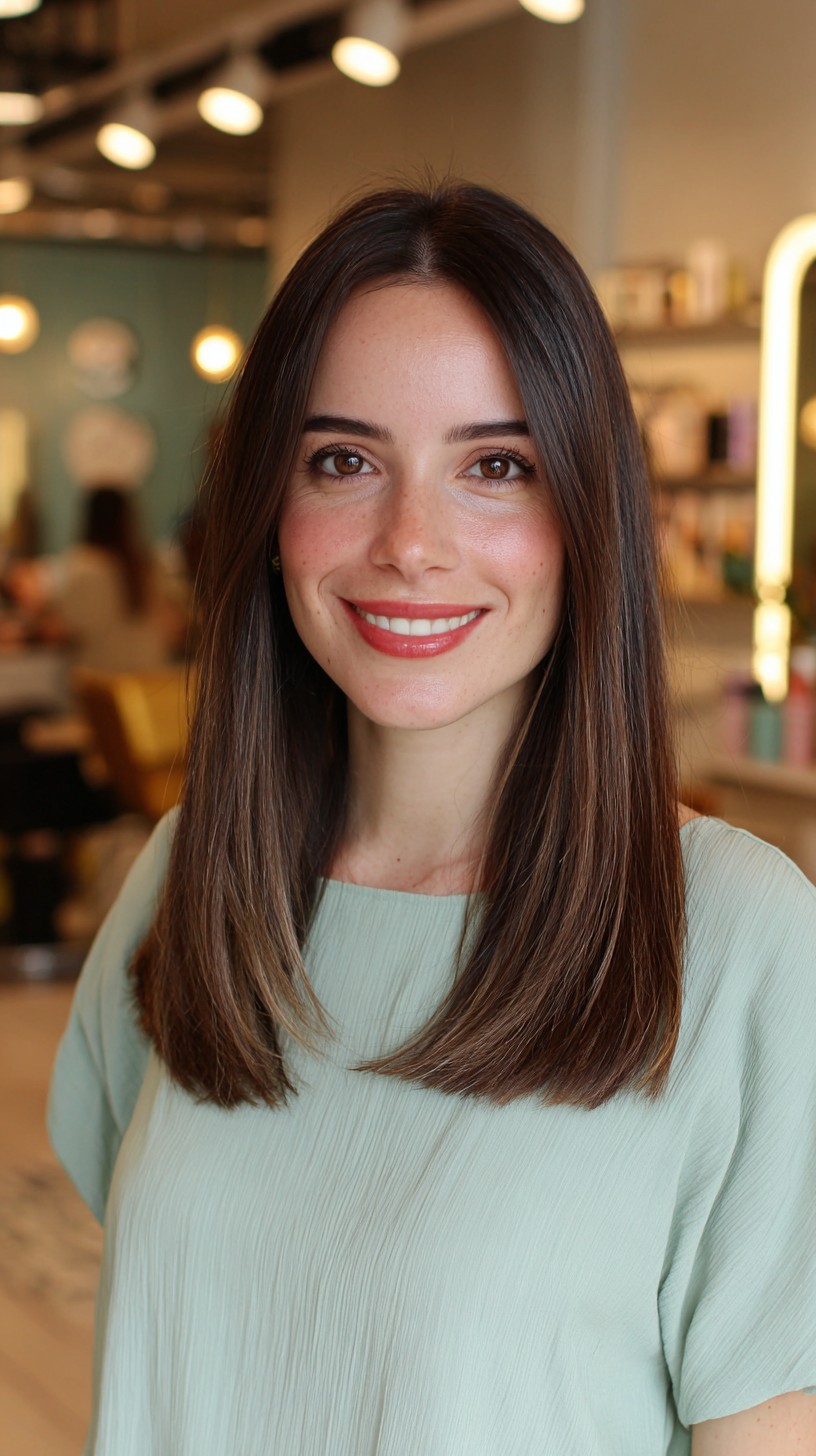 Sleek Chestnut Blunt Bob