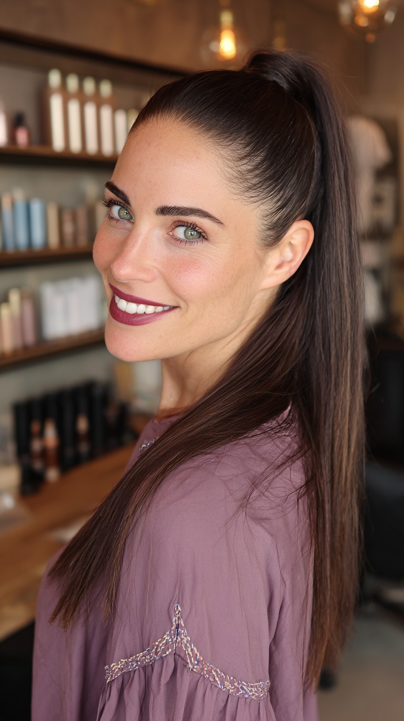 Sleek High Ponytail with Silky Finish