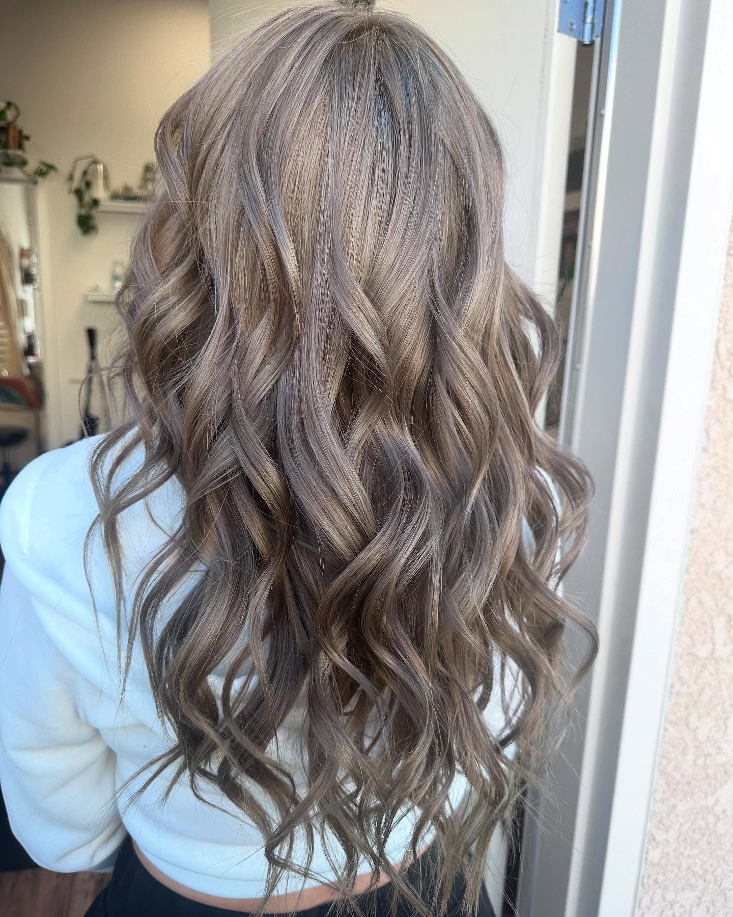 Soft Ashy Dark Blonde Cascading Curls