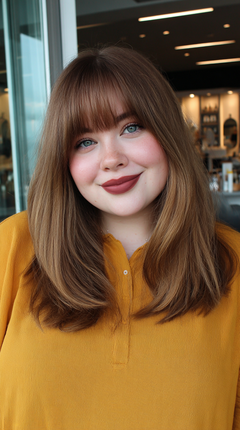 Soft Textured Medium Length Cut with Wispy Bangs