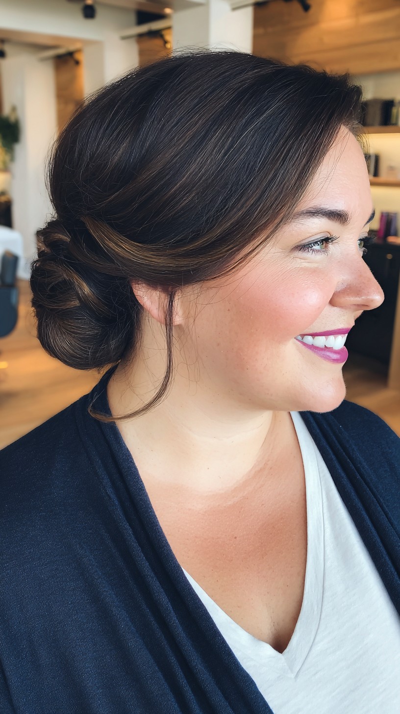 Sophisticated Brunette Side-Swept Chignon