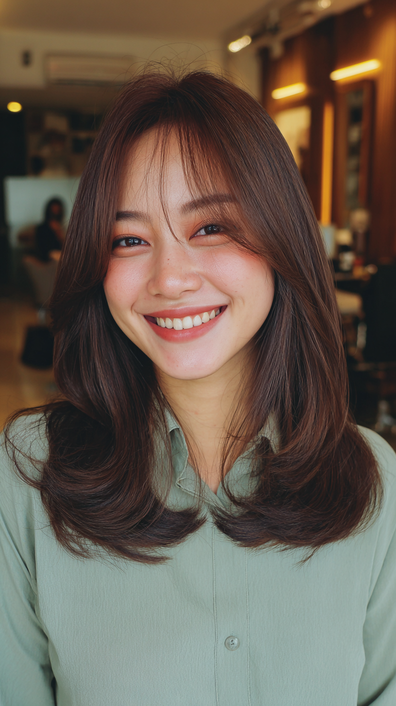 Stylish Long Layered Cut with Soft Face-Framing Tresses