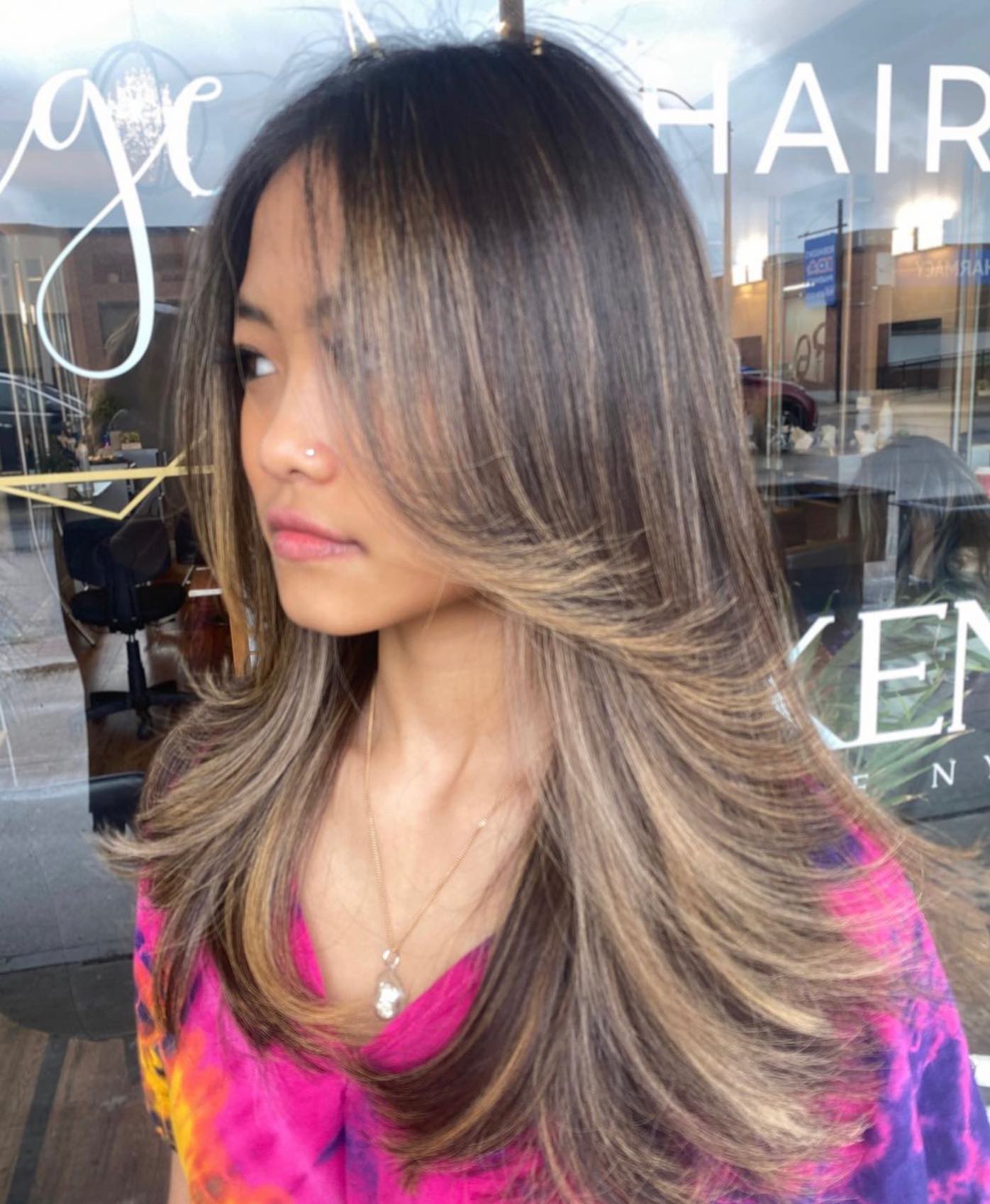 Subtle Chestnut Balayage with Feathered Ends
