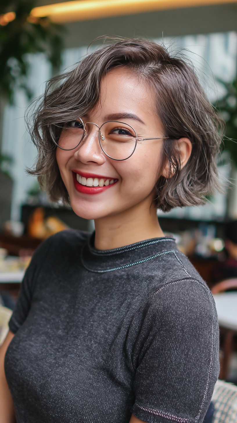 Trendy Textured Bob with Playful Waves