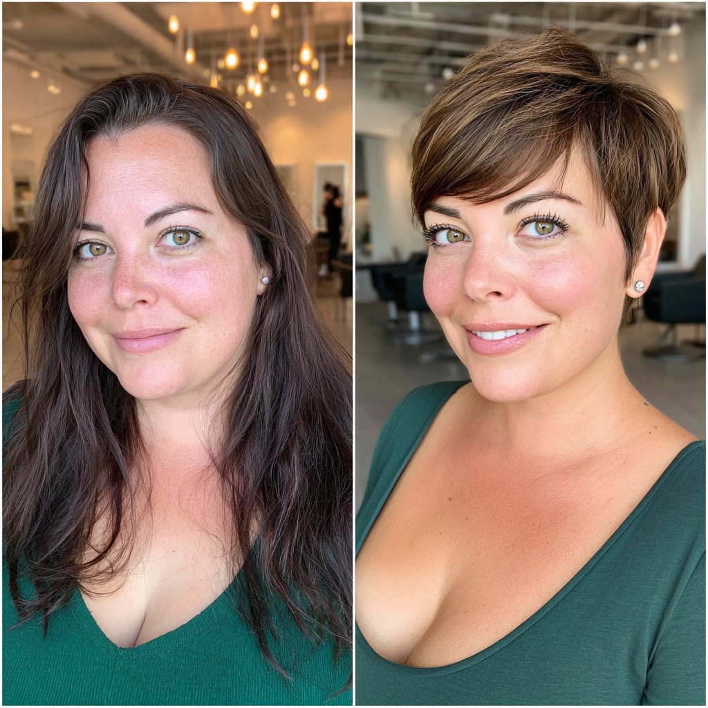 Brunette-to-Sable Short Layered Transformation