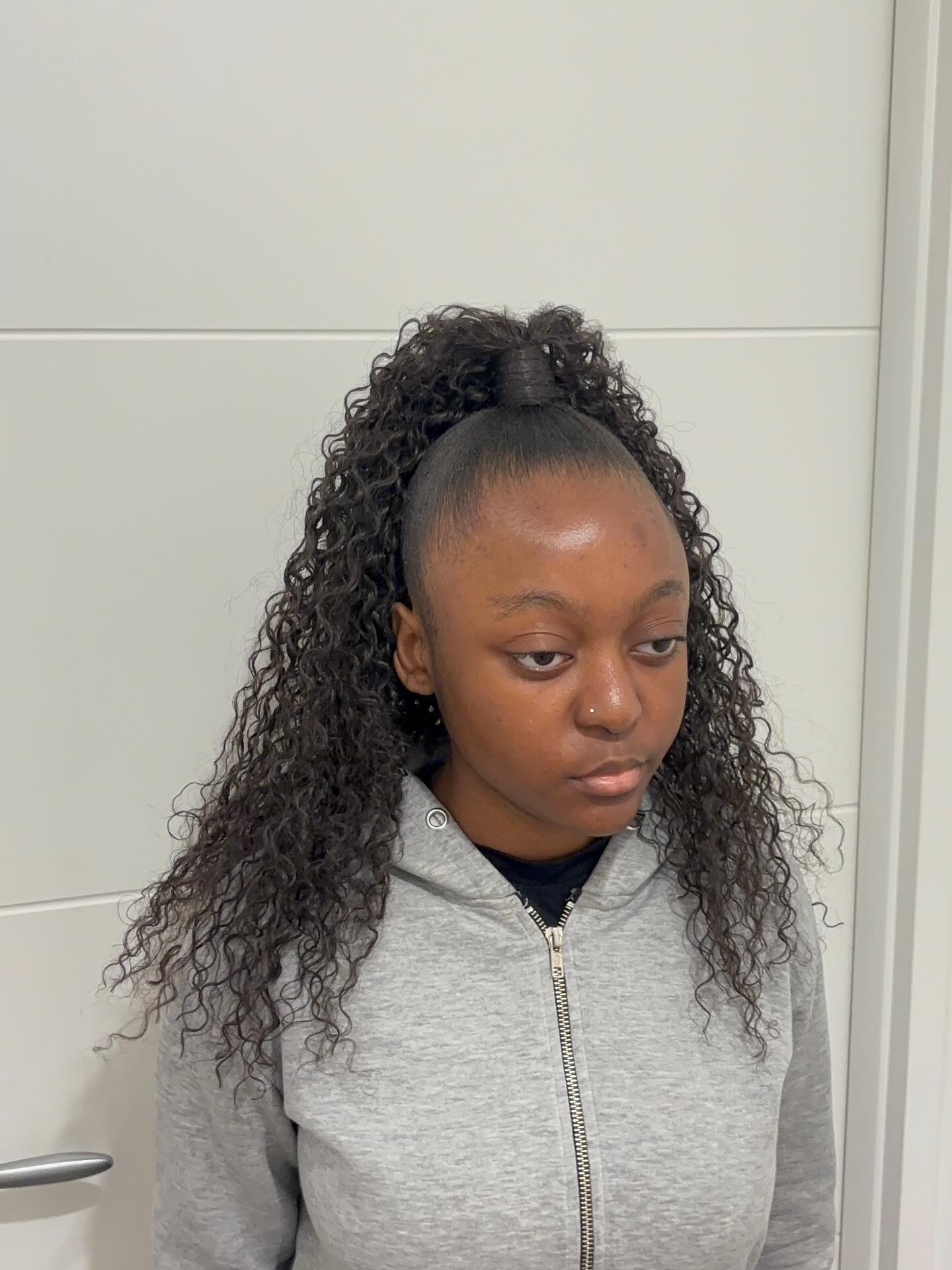 Casual Half-Up Curly Ponytail with Natural Volume