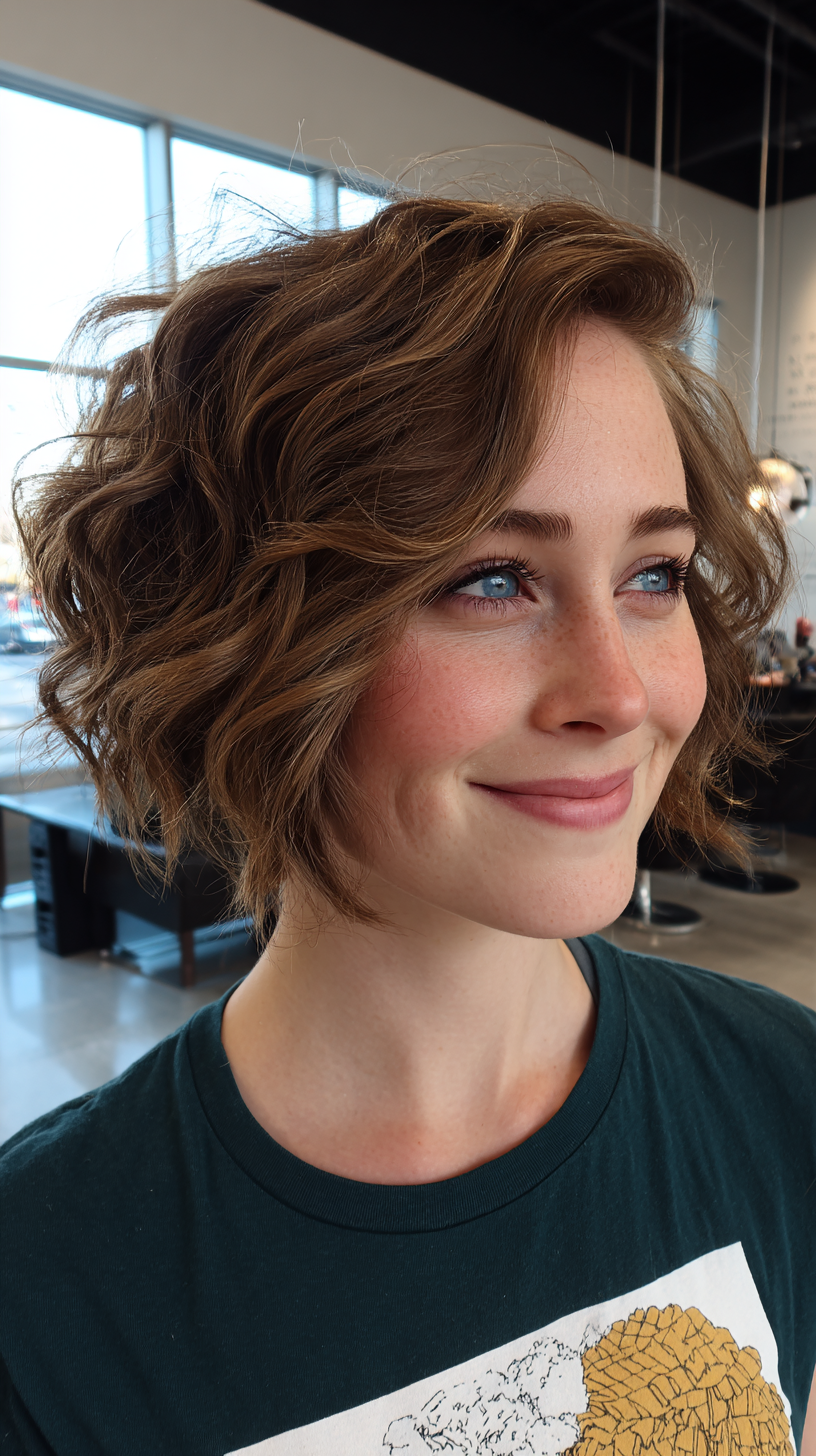 Chic Fluffy Wavy Lob with Textured Ends