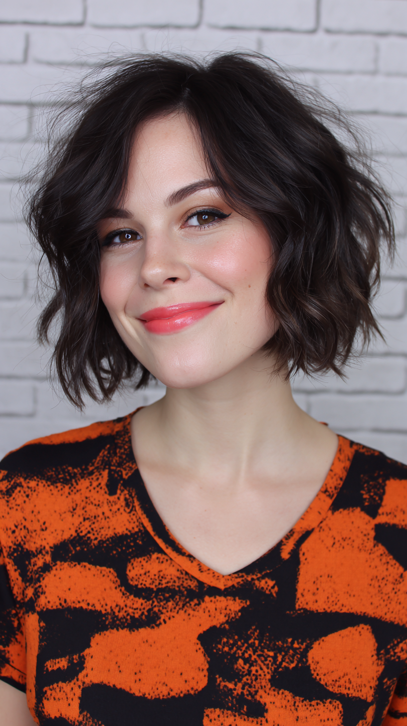 Chic Textured Wavy Bob with Subtle Layers