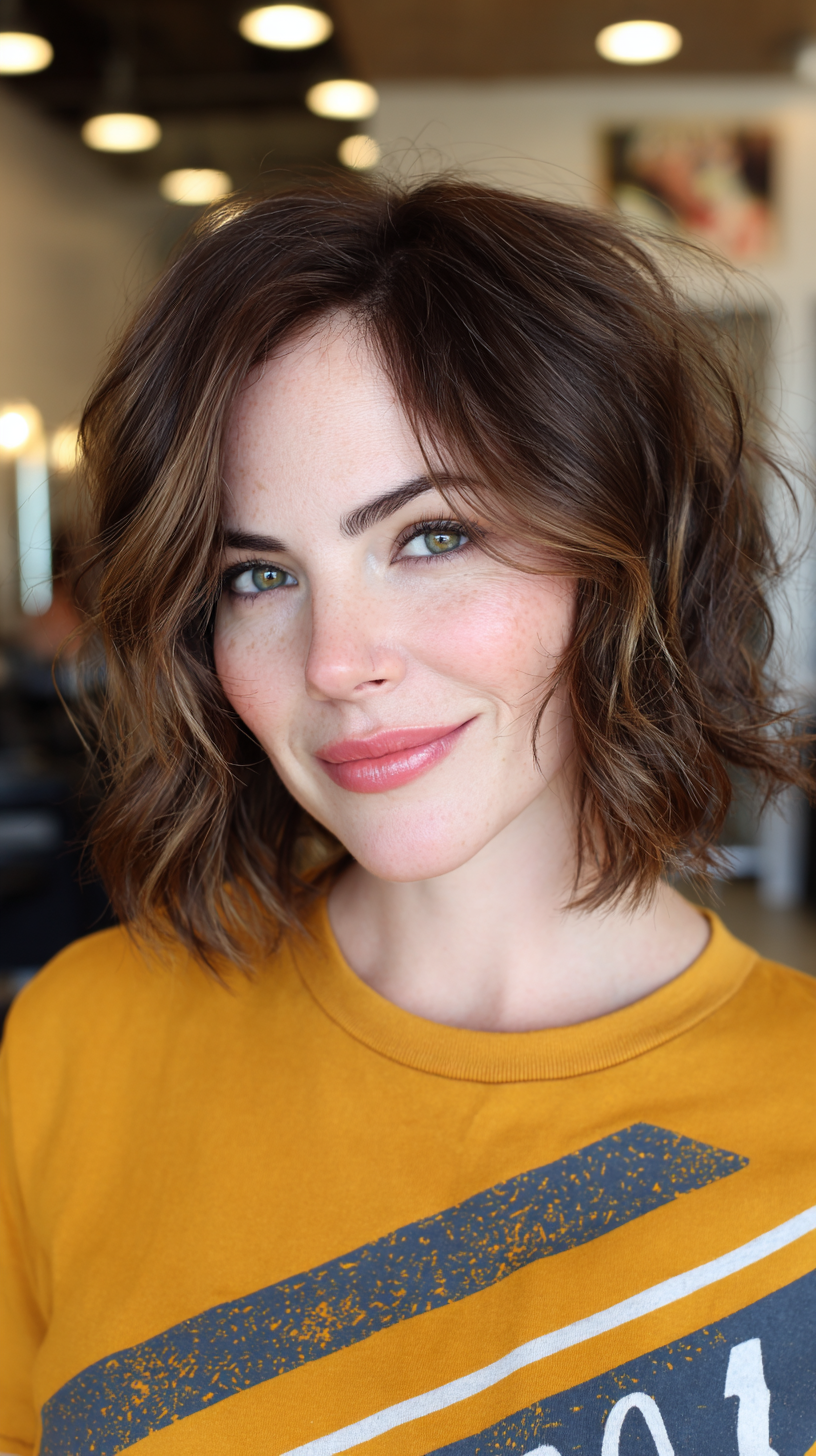 Chic Wavy Bob with Subtle Highlights