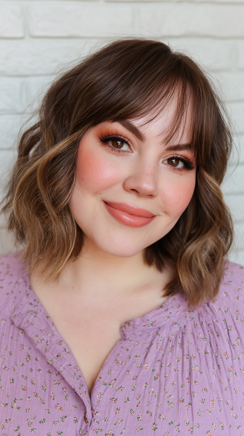 Chic Wavy Lob with Soft Bangs