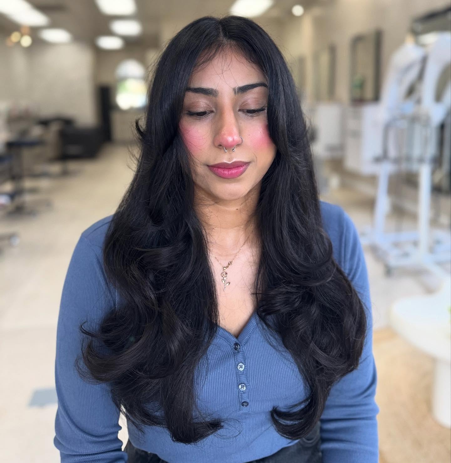 Classic Midnight Blue Cascading Curls