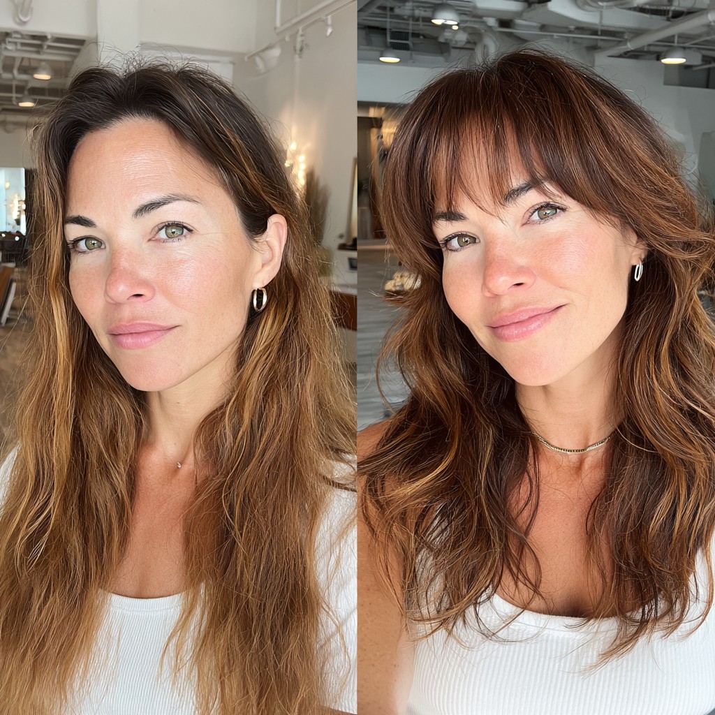 Copper-Toned Layered Fringe with Voluminous Waves