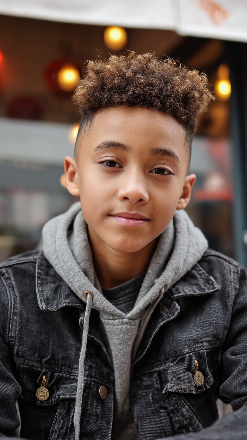 Curly Golden Tapered Crown with Natural Edges