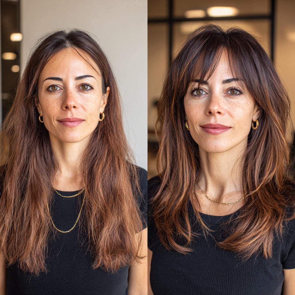 Effortlessly Chic Brunette Shag with Subtle Layers