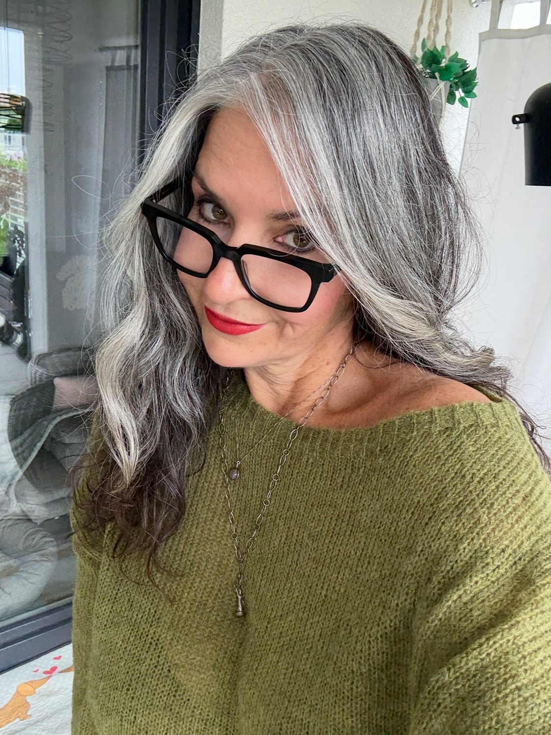 Flowing Silver Layers with Soft Curls