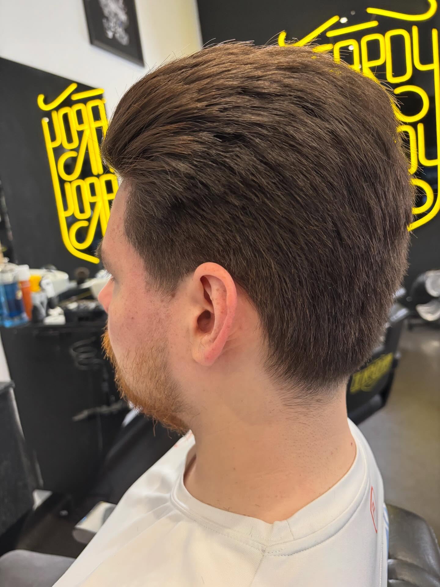 Modern Textured Slick Back with Tapered Fade