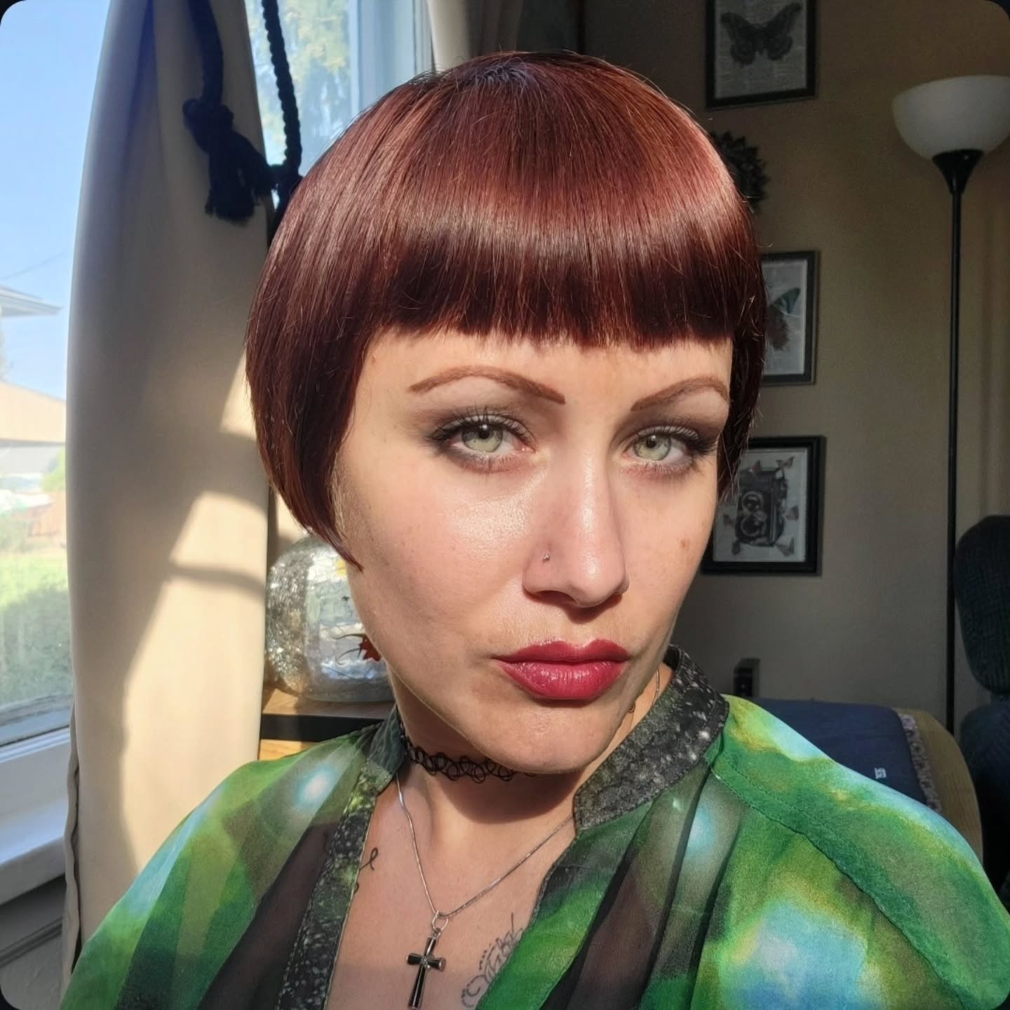 Rich Auburn Bob with Precision Bangs