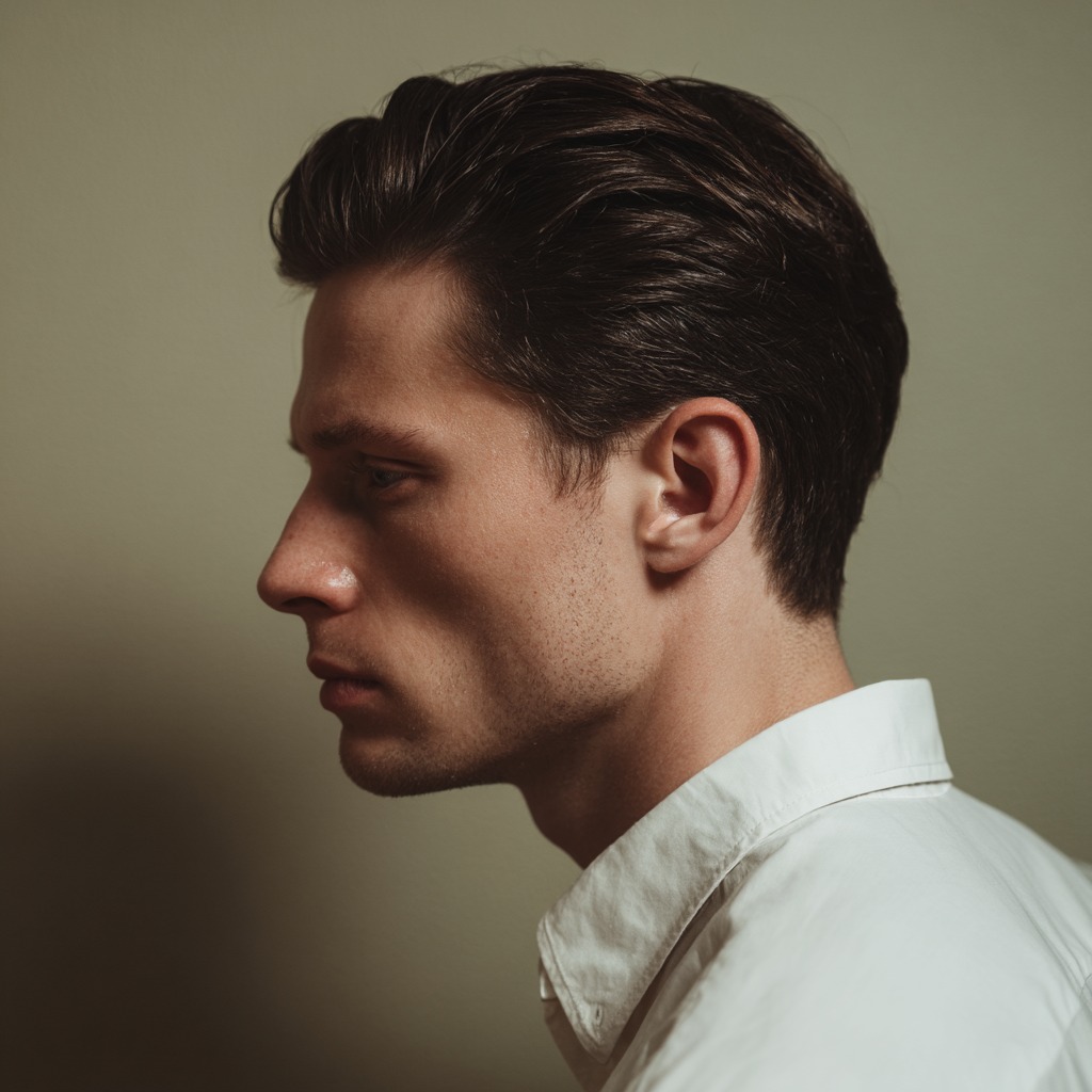 Sleek Tapered Side Slick Back with Natural Shine