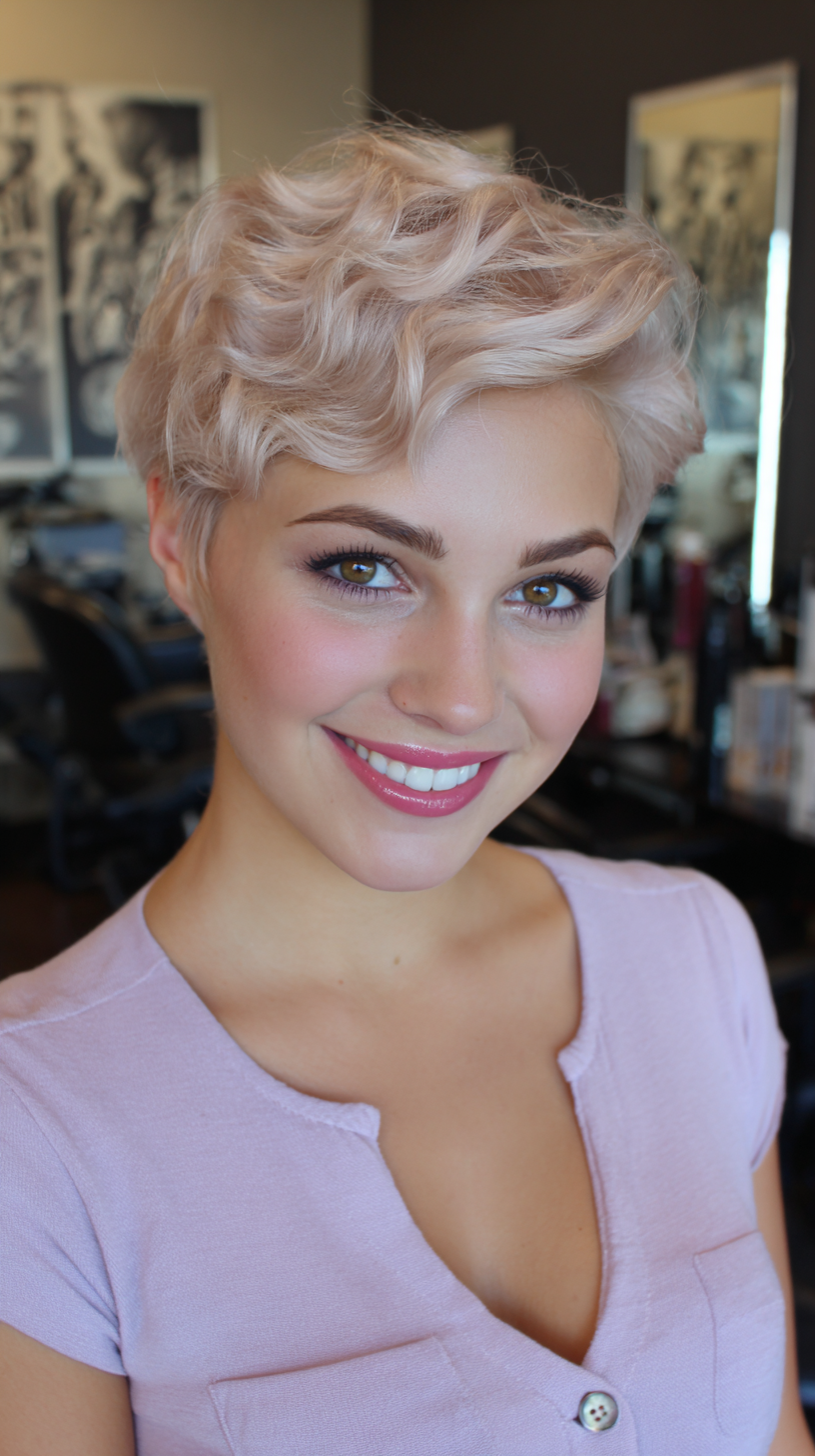 Stylish Soft Curly Pixie Cut