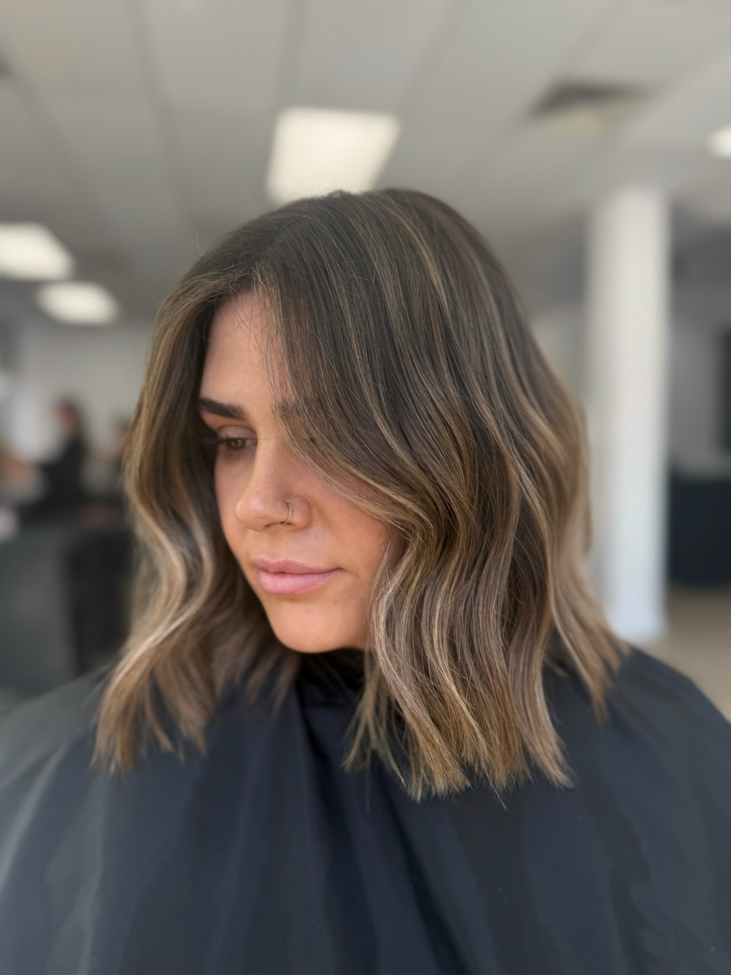 Subtle Ash-Brown Balayage with Soft Waves