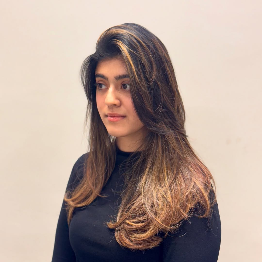 Subtle Golden-Streaked Long Layers