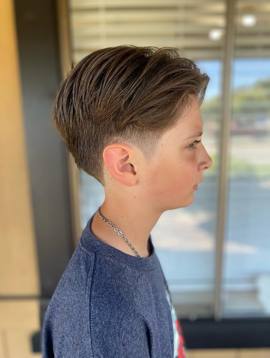 Textured Angular Fringe with Tapered Neckline