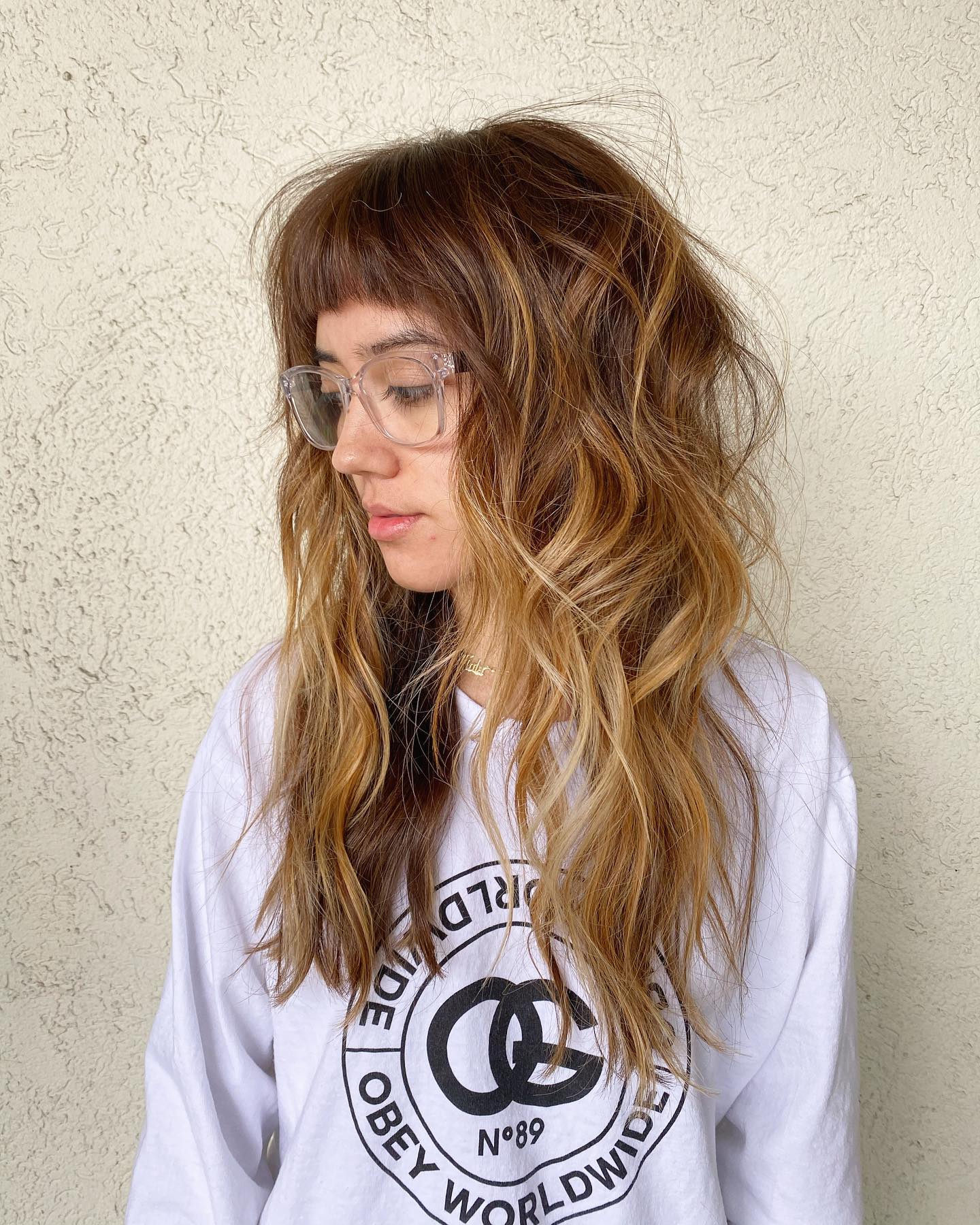 Beachy Waves with Contrasting Baby Bangs