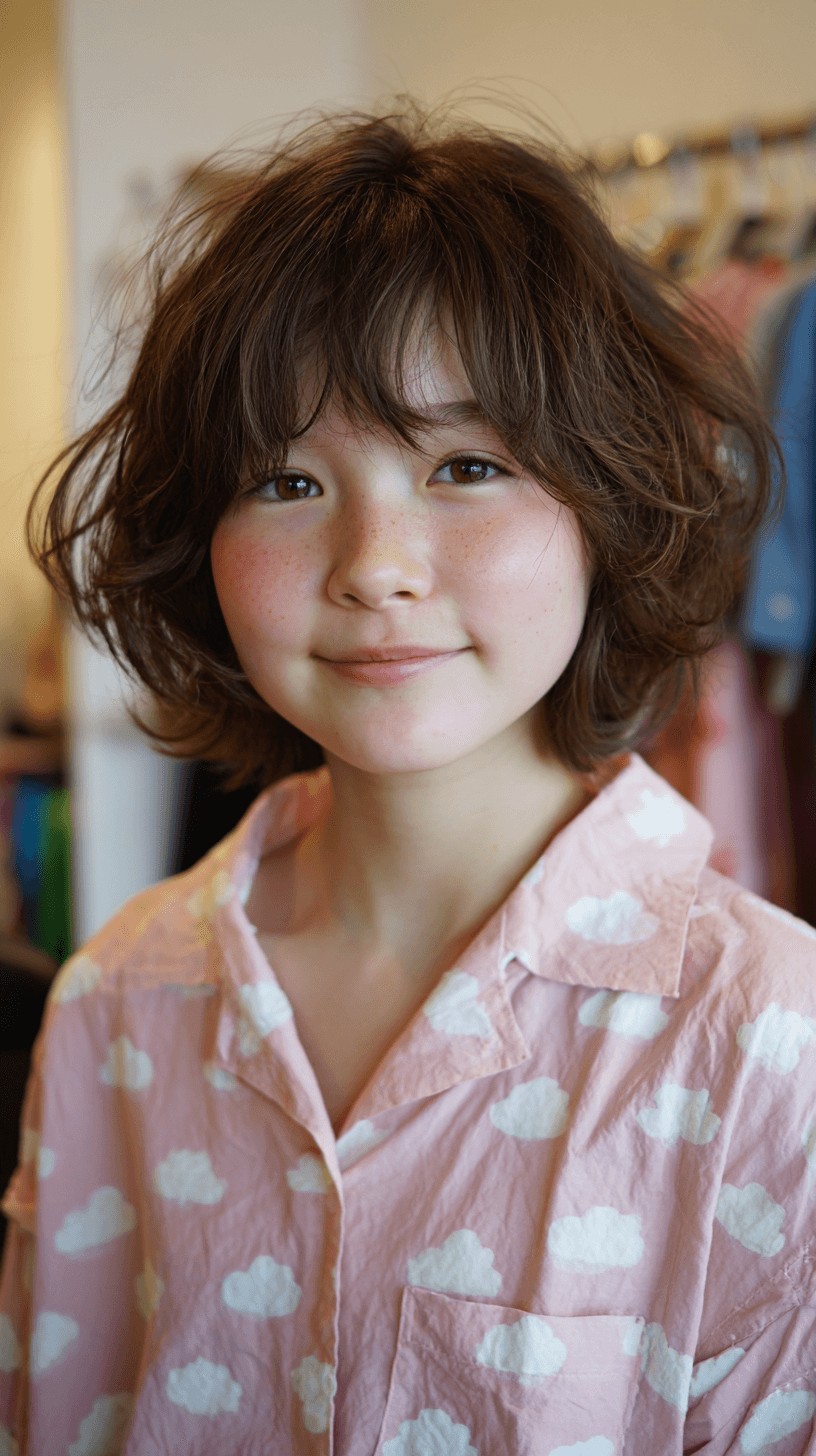 Bouncy Chestnut Bob with Airy Bangs