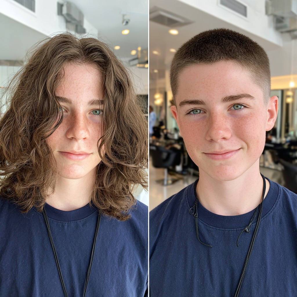 Casual Curly to Sharp Buzz Cut Transformation